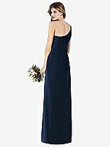 Rear View Thumbnail - Midnight Navy One-Shoulder Crepe Trumpet Gown with Front Slit