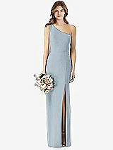 Front View Thumbnail - Mist One-Shoulder Crepe Trumpet Gown with Front Slit