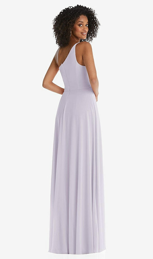 Back View - Moondance One-Shoulder Chiffon Maxi Dress with Shirred Front Slit