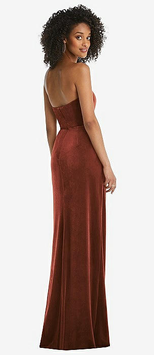 rust orange velvet dress