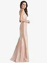 Side View Thumbnail - French Blue Jewel Neck Bowed Open-Back Trumpet Dress with Front Slit
