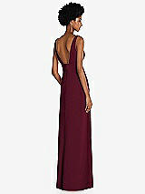 Rear View Thumbnail - Cabernet Square Low-Back A-Line Dress with Front Slit and Pockets