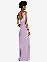 Rear View Thumbnail - Pale Purple Square Low-Back A-Line Dress with Front Slit and Pockets