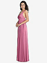 Side View Thumbnail - Orchid Pink Deep V-Neck Shirred Skirt Maxi Dress with Convertible Straps