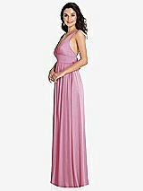 Side View Thumbnail - Powder Pink Deep V-Neck Shirred Skirt Maxi Dress with Convertible Straps