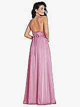 Rear View Thumbnail - Powder Pink Deep V-Neck Shirred Skirt Maxi Dress with Convertible Straps
