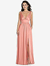 Front View Thumbnail - Rose - PANTONE Rose Quartz Deep V-Neck Shirred Skirt Maxi Dress with Convertible Straps