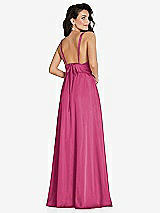 Rear View Thumbnail - Tea Rose Deep V-Neck Shirred Skirt Maxi Dress with Convertible Straps