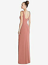 Rear View Thumbnail - Desert Rose Wide Strap Slash Cutout Empire Dress with Front Slit