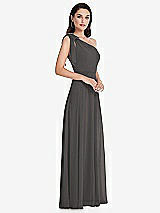 Alt View 2 Thumbnail - Caviar Gray Draped One-Shoulder Maxi Dress with Scarf Bow