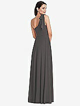 Alt View 3 Thumbnail - Caviar Gray Draped One-Shoulder Maxi Dress with Scarf Bow