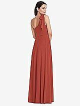 Alt View 3 Thumbnail - Amber Sunset Draped One-Shoulder Maxi Dress with Scarf Bow