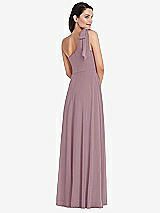 Alt View 3 Thumbnail - Dusty Rose Draped One-Shoulder Maxi Dress with Scarf Bow