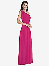 Alt View 2 Thumbnail - Think Pink Draped One-Shoulder Maxi Dress with Scarf Bow