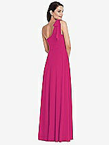 Alt View 3 Thumbnail - Think Pink Draped One-Shoulder Maxi Dress with Scarf Bow