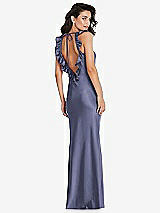 Alt View 2 Thumbnail - French Blue Ruffle Trimmed Open-Back Maxi Slip Dress