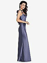 Side View Thumbnail - French Blue Ruffle Trimmed Open-Back Maxi Slip Dress