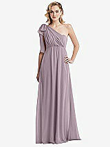 Alt View 3 Thumbnail - Lilac Dusk Empire Waist Shirred Skirt Convertible Sash Tie Maxi Dress