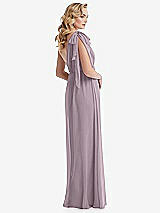 Alt View 4 Thumbnail - Lilac Dusk Empire Waist Shirred Skirt Convertible Sash Tie Maxi Dress