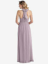 Rear View Thumbnail - Lilac Dusk Empire Waist Shirred Skirt Convertible Sash Tie Maxi Dress