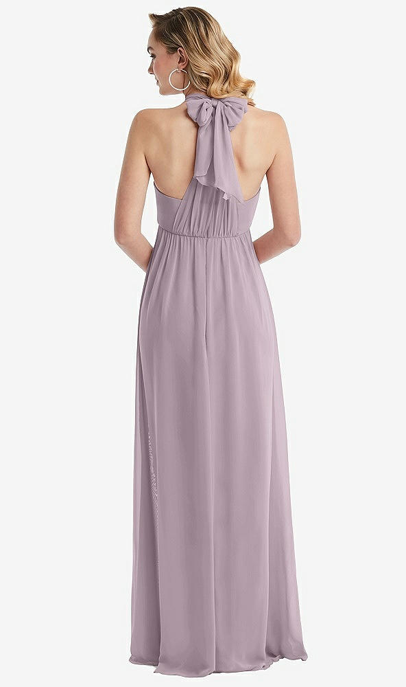 Back View - Lilac Dusk Empire Waist Shirred Skirt Convertible Sash Tie Maxi Dress