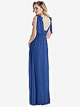 Alt View 2 Thumbnail - Classic Blue Empire Waist Shirred Skirt Convertible Sash Tie Maxi Dress