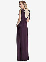 Alt View 2 Thumbnail - Aubergine Empire Waist Shirred Skirt Convertible Sash Tie Maxi Dress