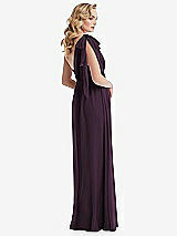 Alt View 4 Thumbnail - Aubergine Empire Waist Shirred Skirt Convertible Sash Tie Maxi Dress