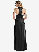 Rear View Thumbnail - Black Empire Waist Shirred Skirt Convertible Sash Tie Maxi Dress