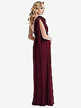 Alt View 4 Thumbnail - Cabernet Empire Waist Shirred Skirt Convertible Sash Tie Maxi Dress