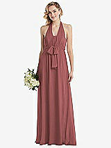 Alt View 1 Thumbnail - English Rose Empire Waist Shirred Skirt Convertible Sash Tie Maxi Dress