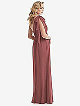 Alt View 4 Thumbnail - English Rose Empire Waist Shirred Skirt Convertible Sash Tie Maxi Dress