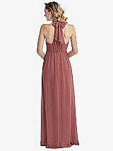 Rear View Thumbnail - English Rose Empire Waist Shirred Skirt Convertible Sash Tie Maxi Dress