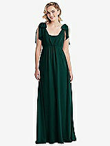 Front View Thumbnail - Evergreen Empire Waist Shirred Skirt Convertible Sash Tie Maxi Dress