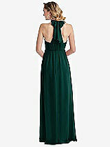 Rear View Thumbnail - Evergreen Empire Waist Shirred Skirt Convertible Sash Tie Maxi Dress