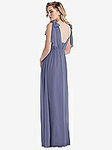 Alt View 2 Thumbnail - French Blue Empire Waist Shirred Skirt Convertible Sash Tie Maxi Dress