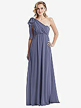 Alt View 3 Thumbnail - French Blue Empire Waist Shirred Skirt Convertible Sash Tie Maxi Dress