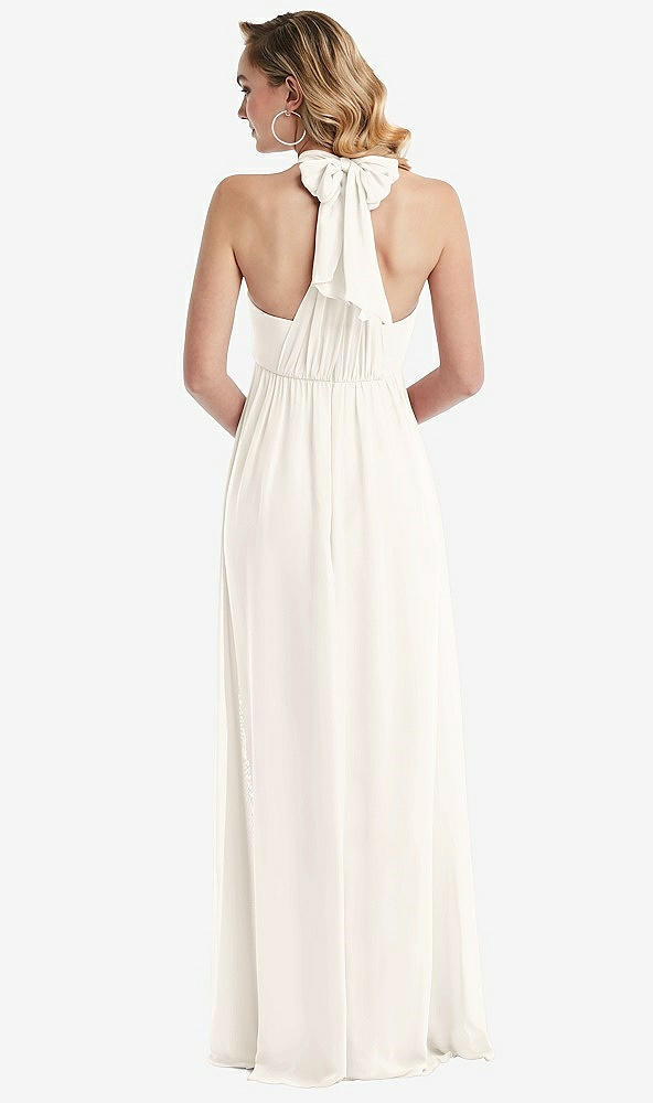 Back View - Ivory Empire Waist Shirred Skirt Convertible Sash Tie Maxi Dress