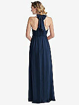 Rear View Thumbnail - Midnight Navy Empire Waist Shirred Skirt Convertible Sash Tie Maxi Dress