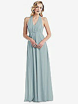 Alt View 5 Thumbnail - Morning Sky Empire Waist Shirred Skirt Convertible Sash Tie Maxi Dress