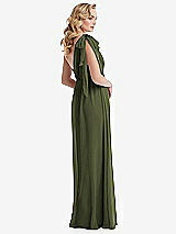 Alt View 4 Thumbnail - Olive Green Empire Waist Shirred Skirt Convertible Sash Tie Maxi Dress