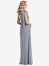 Alt View 4 Thumbnail - Platinum Empire Waist Shirred Skirt Convertible Sash Tie Maxi Dress