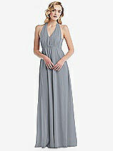 Alt View 5 Thumbnail - Platinum Empire Waist Shirred Skirt Convertible Sash Tie Maxi Dress