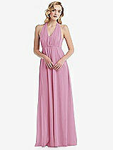 Alt View 5 Thumbnail - Powder Pink Empire Waist Shirred Skirt Convertible Sash Tie Maxi Dress