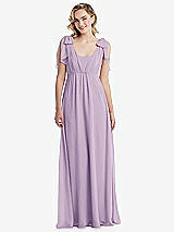 Front View Thumbnail - Pale Purple Empire Waist Shirred Skirt Convertible Sash Tie Maxi Dress
