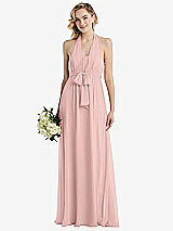 Alt View 1 Thumbnail - Rose - PANTONE Rose Quartz Empire Waist Shirred Skirt Convertible Sash Tie Maxi Dress