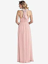 Rear View Thumbnail - Rose - PANTONE Rose Quartz Empire Waist Shirred Skirt Convertible Sash Tie Maxi Dress
