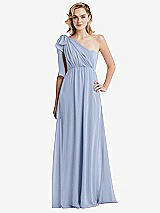 Alt View 3 Thumbnail - Sky Blue Empire Waist Shirred Skirt Convertible Sash Tie Maxi Dress