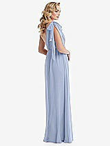 Alt View 4 Thumbnail - Sky Blue Empire Waist Shirred Skirt Convertible Sash Tie Maxi Dress