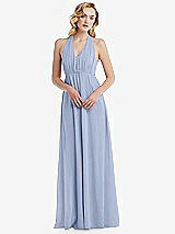 Alt View 5 Thumbnail - Sky Blue Empire Waist Shirred Skirt Convertible Sash Tie Maxi Dress